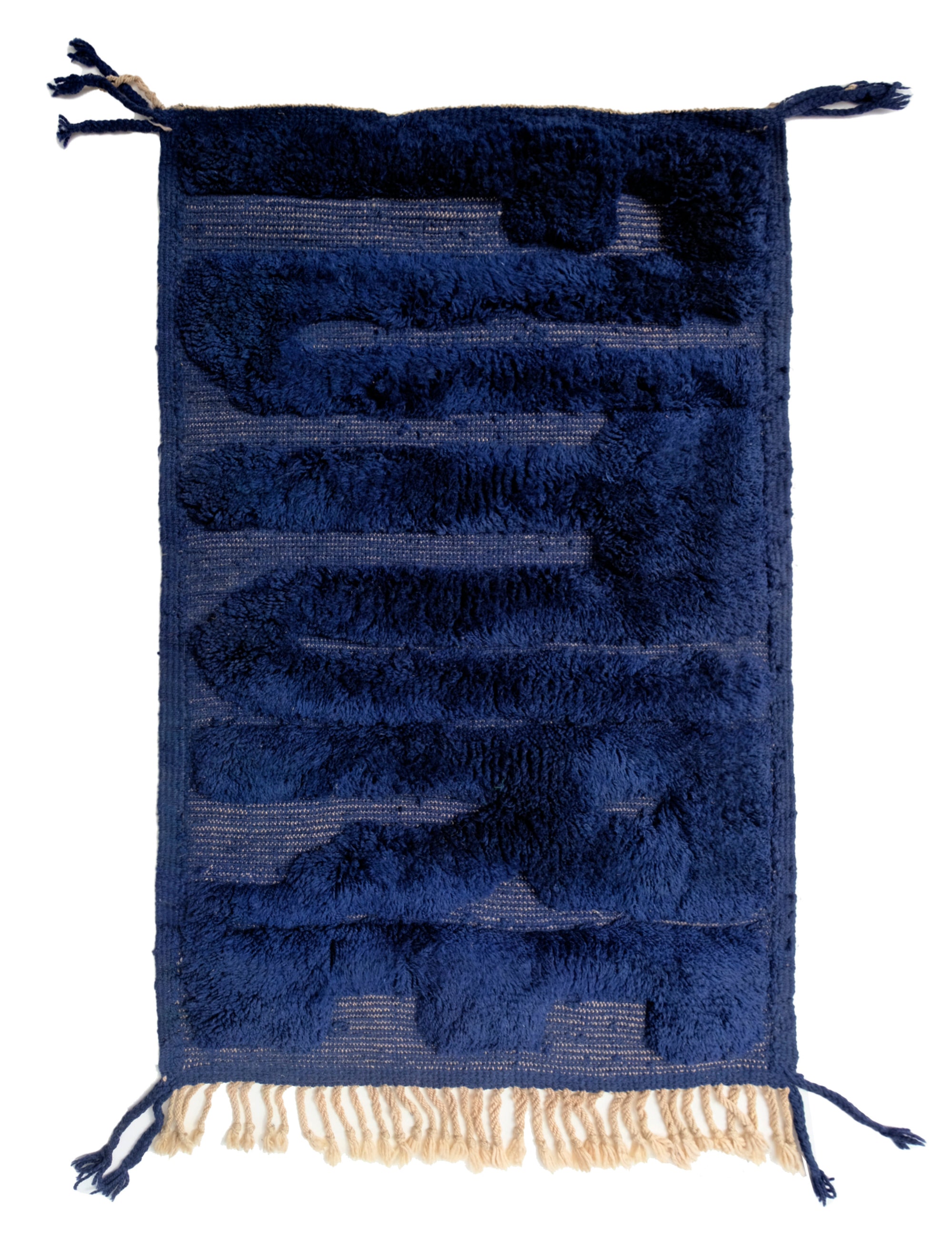 Transform your space with our 'Midnight Blue Future Rug,' a stunning navy wool rug adorned with the enigmatic word 'FUTURE.' Its flat weaving base and captivating design add a touch of modern mystique to your decor. Elevate your ambiance with this rug that combines classic sophistication with contemporary flair.
