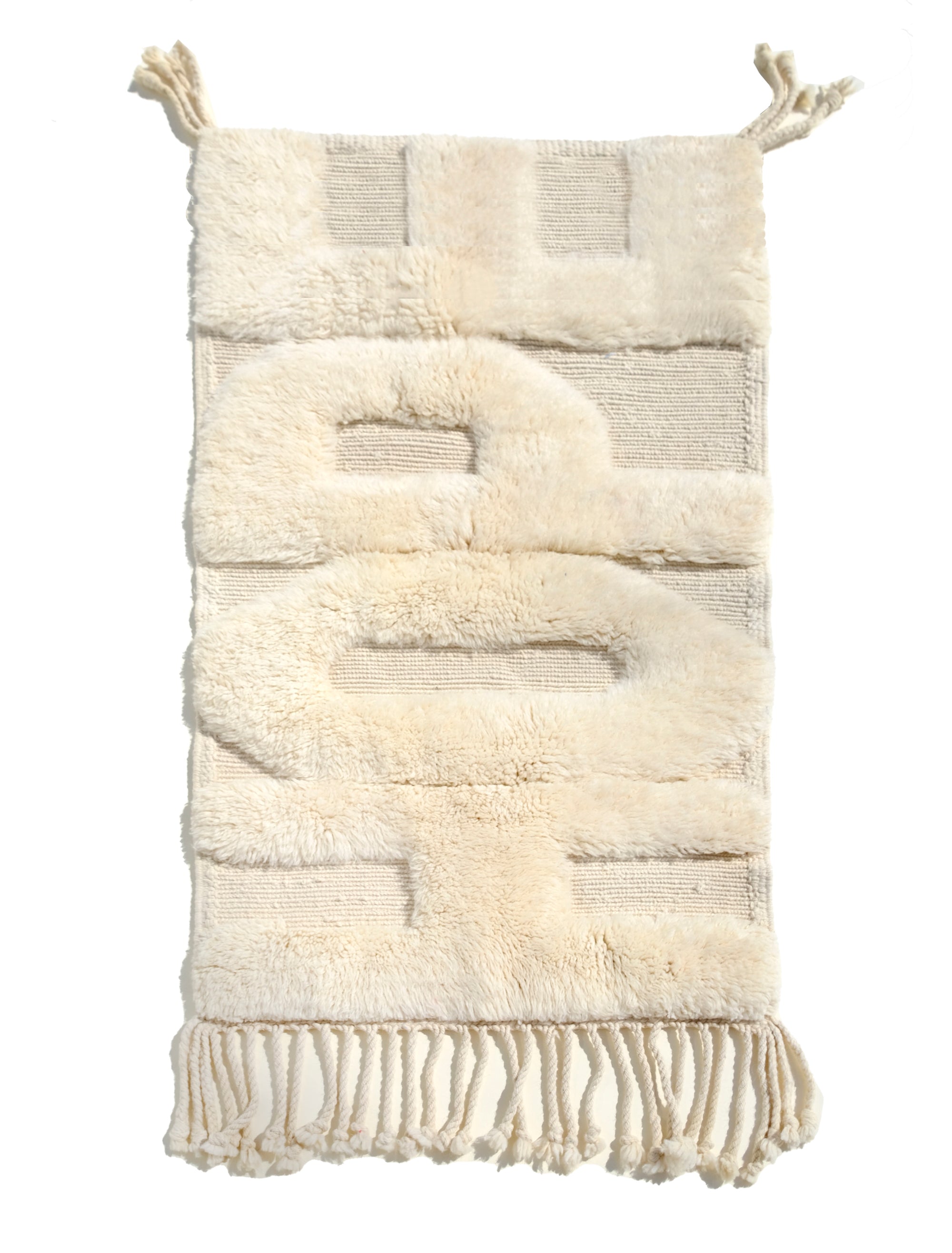 Introducing our 'Ivory Fuzzed Hope Rug,' a masterful blend of timeless sophistication and vibrant playfulness. Crafted with meticulous care, this rug features bold knotted 'Hope' letters that bring a touch of uniqueness to your space. The charming texture and spirited design infuse your home with positive energy, creating a perfect balance of classic elegance and joyful exuberance.
